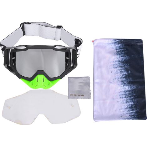 Lunettes de protection anti-vent pour cyclisme et moto, unisexe adultes (argent & noir) (1/5)