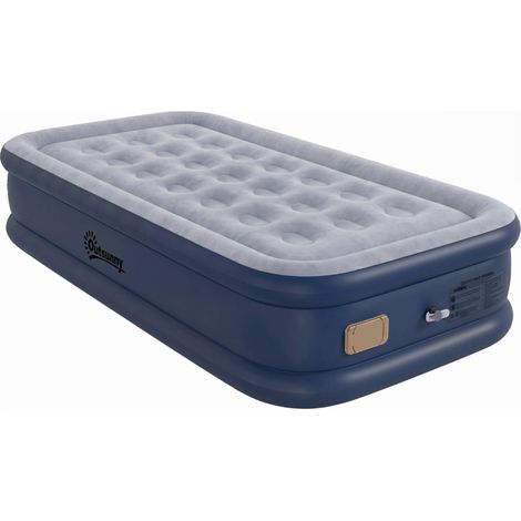 Outsunny Inflatable Mattress, Single Air Bed with Built-in Pump, Grey (1/5)