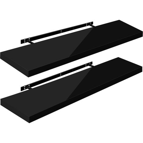 WOLTU 2x High Gloss Wall Storage Shelf CD Media Storage Rack 110 x 22.9 x 3.8 cm Black
