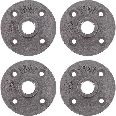 Dekorative, formbare Gusseisen-Bodenflansche für Rohrleitungen – 8 x 8 cm – Schwarz (1/4)