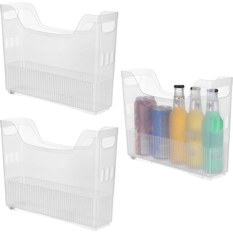 Drei Gefrierboxen, durchsichtige Aufbewahrungsboxen aus Kunststoff mit Rollen, hohe und schmale Aufbewahrungsboxen für Küchenschränke, Aufbewahrungsboxen für Zuhause und Büro.