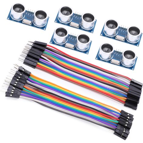 Lot de 5 modules de mesure de distance ultrasonique pour Raspberry Pi avec câbles de connexion (mâle-femelle) (1/5)