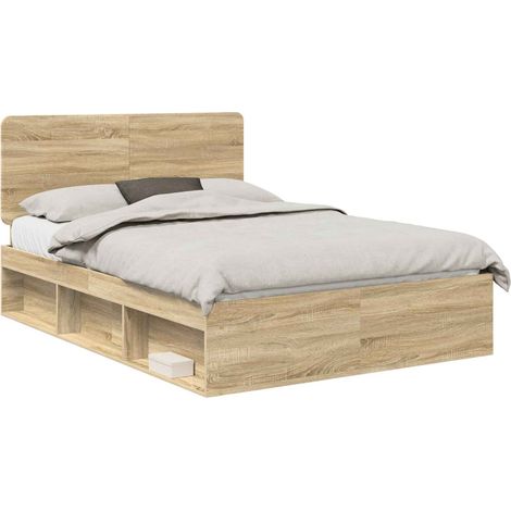 Bettrahmen Sonoma 140 x 190 cm Massives Kiefernholz vidaXL