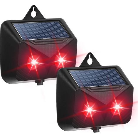 Predator énergie Solaire avec Deux lumières Rouges Clignotantes,répulsif lumière prédateur,répulsif pour Animaux,pour Animaux Nocturnes contrôle,à énergie Solaire (1/5)