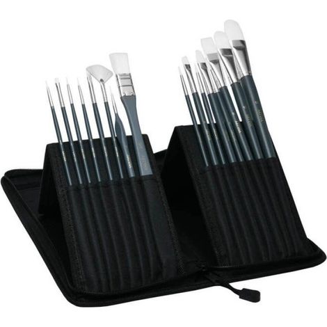 Artina Ensemble de Pinceaux d'artiste Amsterdam 17 pcs - Kit de Pinceau brosses pour Peinture Acrylique + Trousse a Fermeture Eclair (1/4)