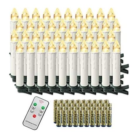 Pack de 40 bougies de Noël LED blanc chaud mini bougies de sapin de Noël sans flamme sans fil avec télécommande et piles IP44 pour sapin de Noël mariage fête NAIZY (1/5)
