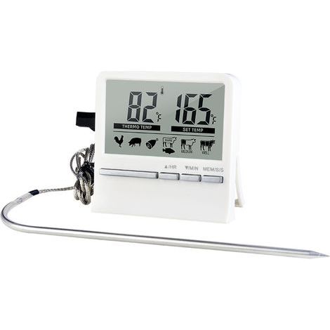 Termómetro para barbacoa, blanco, termómetro de alimentos con sonda única para asados, cocina y repostería (1/5)