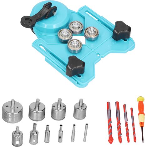 Kit de 16 forets diamantés (6-50 mm) pour le perçage du carrelage et du bois (bleu clair) (1/5)