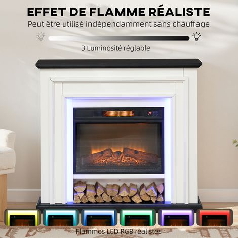 Cheminée Électrique 1800W Noir 105x27x97cm Effet Flamme 3D LED RGB Thermostat Télécommande Design Moderne pour Salon (1/5)
