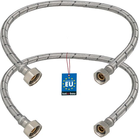 KOTARBAU® Lot de 2 Flexible Robinet 1/2"x3/8" - Tuyau Robinet 60cm - Acier Inoxydable - Rallonge Robinet Cuisine Flexible - Tuyau Robinet Cuisine Flexible - Tuyau Flexible Plomberie - Argent (1/4)