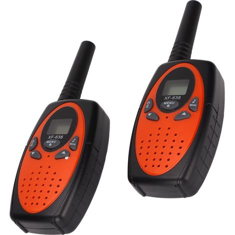 Lot de 2 talkies-walkies sans fil portables, 0,5 W, portée de 3 km, orange, jouet radio bidirectionnel pour enfants (Mexique) (1/5)
