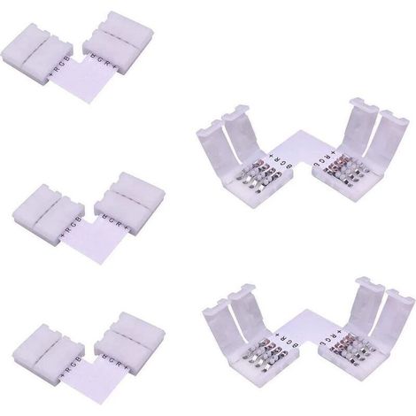 Lot de 5 Connecteurs/ Raccords Rapides en L à Ruban LED RGB 5050 Connecteur d'angle de Bande LED Connecteur à Angle Droit 4 Broches pour SMD 5050 RGB LED Strip de 10mm de Large [Classe énergétique A++ (1/4)