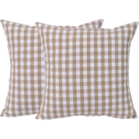 Lot de 2 taies d'oreiller décoratives zippées en coton doux et respirant, 45 x 45 cm, taupe (1/5)