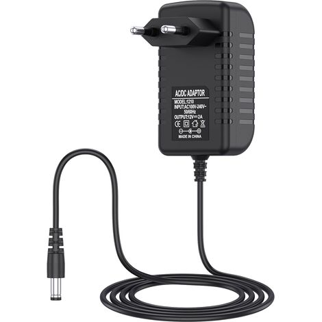 Adaptateur Secteur 12V 2A Universel, Appareils Électroniques Alimentation 12V 2A Transformateur AC DC Câble pour Haut-Parleurs,Bandes LED, Routeurs,Caméras CCTV