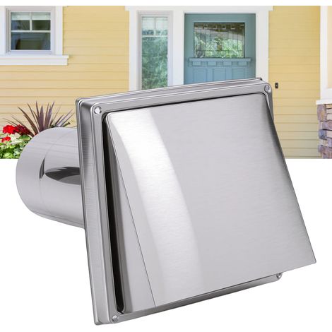 Hotte d'évacuation de sécheuse murale extérieure de 4 pouces avec tuyau d'extension amovible, hotte en acier inoxydable, avec clapet anti-retour et joint d'étanchéité, et grille. (1/5)