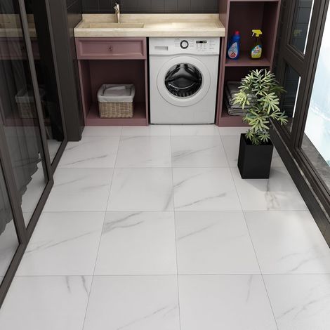 Carrelage Adhesif Sol 30x30 16 Dalles PVC Adhesive Sol Gris Épaissir-Imperméable-Antidérapantes-Résistant À L'Abrasion-Autocollant Salle de Bain Sols Sticker pour Sols Marbre Cuisine Salon (1/5)