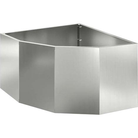 Jardinière d'angle moderne et épurée 60 x 60 x 35 cm en acier galvanisé argent (1/5)