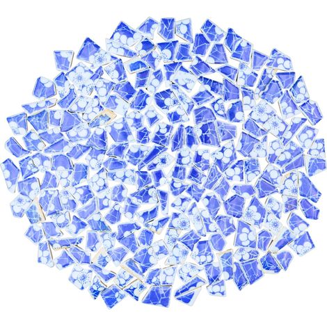 Carreaux de mosaïque en porcelaine irrégulière bleue et blanche de 0,5 kg, fait main, salle de bain, salon, dosseret de cuisine, extérieur (03, Petit)