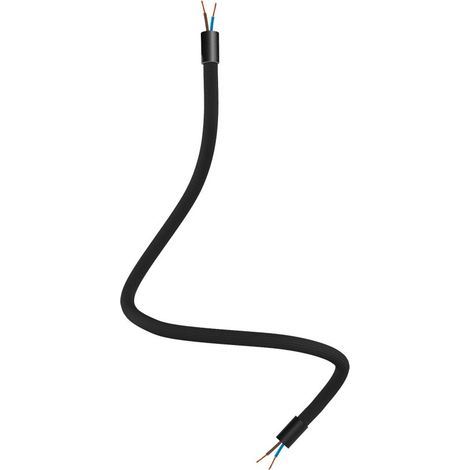 Creative-Cables Kit Creative Flex Verlängerungsschlauch (60 cm Länge, Ø 10 mm) – Stoffummantelung RM04 schwarz und schwarze Details – Mit Metallendstücken und Zubehör