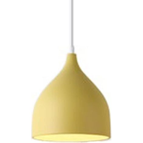 Abat-jour de suspension nordique gris - Lampe suspendue minimaliste à tête unique de 20 cm for îlot de cuisine, bar à café, salle à manger et couloir(Yellow) (1/5)