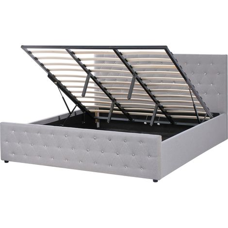 Ottoman Bed Fabric AMIENS 180 x 200 cm (EU Super King) Light Grey