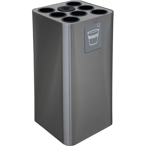 Pattumiera a Bidone da 100 L 38,3x38,3x82,5 cm 7 Scomparti Tubolari e 1 Vaschetta in Acciaio Inox Satinato
