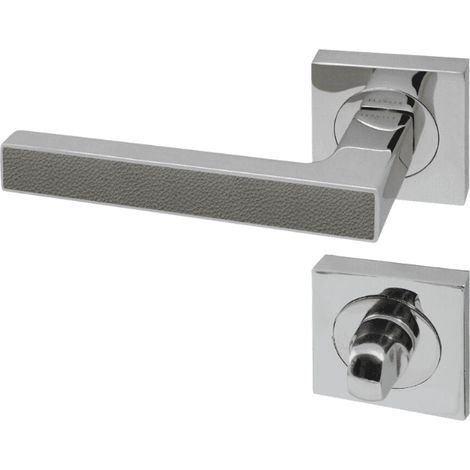Poignée de porte d'intérieur Premium chrome à condamnation Cuir Lichen (1/3)