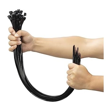 100 fascette stringicavo nere, grandi, extra lunghe 600 mm x 9 mm, in nylon resistente ai raggi UV, capacità di carico 80 kg.