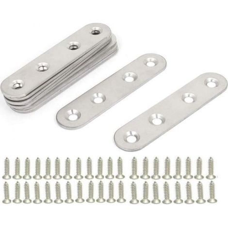 10 Metallverbindungswinkel, flache gerade Befestigungswinkel, flache Eckwinkel aus Blech mit 40 Schrauben zur Reparatur von Möbelbefestigungen. FLITI (1/4)