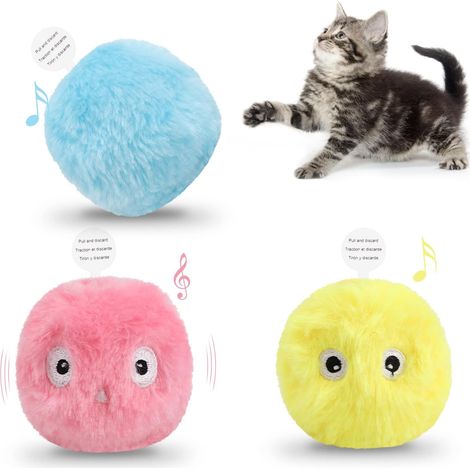 3er-Pack interaktive Plüschbälle für Katzen, mit lebensechten Tiergeräuschen, lustiges Katzenminze-Spielzeug für Wohnungskatzen, Hunde, Kätzchen und Welpen.