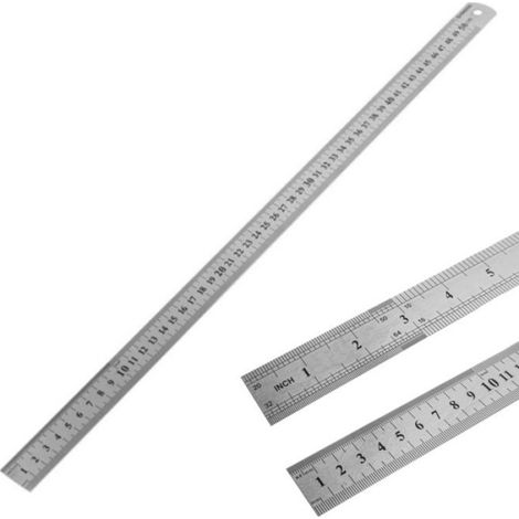 Règle - Acier - 500 mm - Double Graduation Cm/Mm Et Pouces - Trou De Suspension - 1 Pièce (1/3)