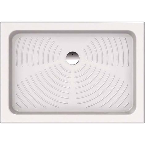 Piatto Doccia Ceramica 70x100xh10 cm - Bianco Con Bordo - Te x ture Fondo Antiscivolo (1/2)