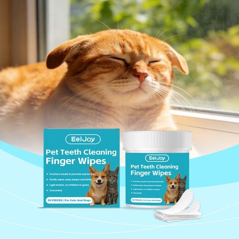 Lingettes jetables pour le nettoyage dentaire des animaux de compagnie, adaptées aux chiens et aux chats - Lot de 50 (1/5)