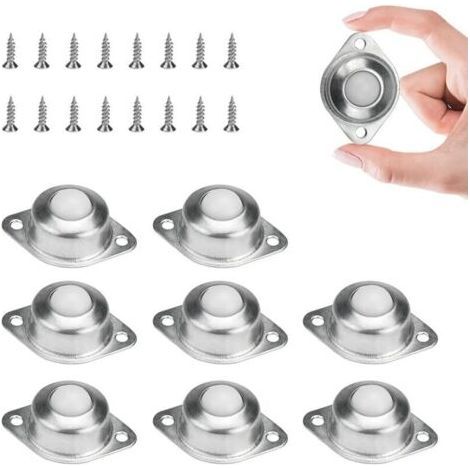 8 PCS Transfert à Billes Roulettes en Nylon à Rouleaux Unités Transfert à Billes Rotation à 360 Degrés avec M5x16mm Vis pour Canapés Vitrines Chariots Etagères Scooters Armoire-Chrom (1/5)