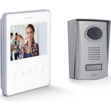 Visiophone filaire 4,3'' – Écran couleur – IP44 – Branchement 2 fils – Vision nocturne – Mains libres – Adaptateur inclus – Chacon (1/5)