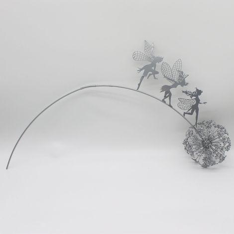 Dekorativer Gartenfeenstab, tanzende Fee mit Pusteblume, Feenstab aus Metall, Miniatur-Gartenskulpturen, Rasendekoration (B) (1/5)