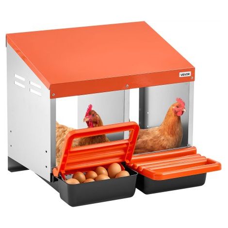 Pondoir à Poules 2 Compartiments Nichoir à Poule en Acier (1/5)