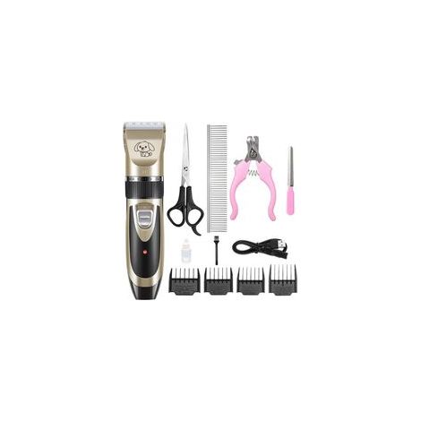 Set tondeuse, 5 modes, lames lavables, silencieuses, avec 4 accessoires de réglage, 1500 mAh, rechargeable, or/noir (1/5)