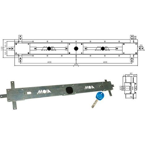 Serratura Bascule con Spranga e Cilindro J126 per Porta Moia