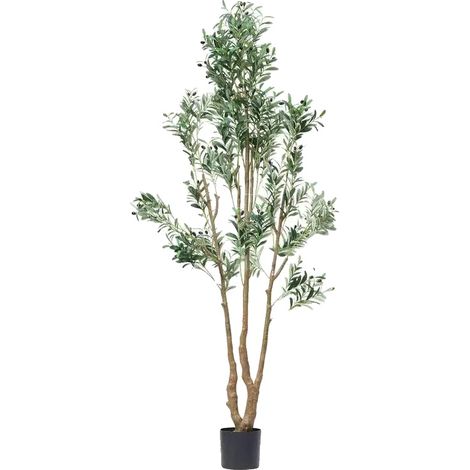 Arbre Olive Artificiel, Feuilles Vertes Réalistes, Décoration Intérieure, Blanc laiteux (1/2)