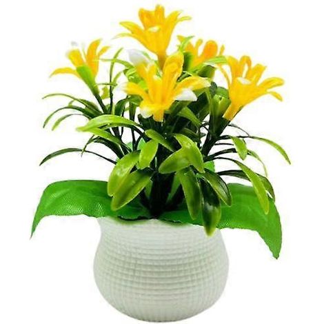 Plantes artificielles en pot, 5 têtes d'orchidées, centre de table pour la maison ou le bureau, fleurs artificielles pour mariagejaune (1/5)