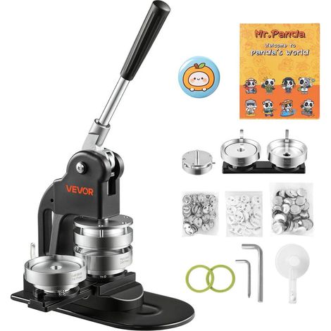 Machine à Badge 75 mm 500 Kits Recharges Boutons Presse à Badge Noire, avec Découpe-cercle, Magic Book et Clés Hexagonales, Poignée Ergonomique, pour DIY, Badges à Épingle, Aimanté, Porte-clés (1/5)