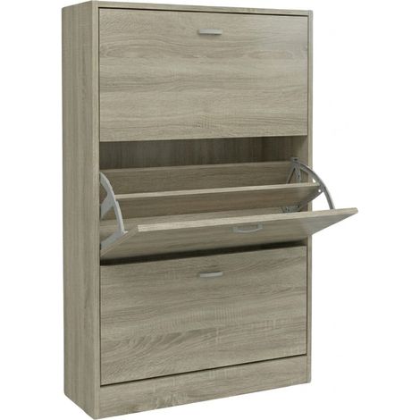 Scarpiera Salvaspazio Mobile Ingresso Slim Armadietto Scarpe 63x24x115 cm Rovere