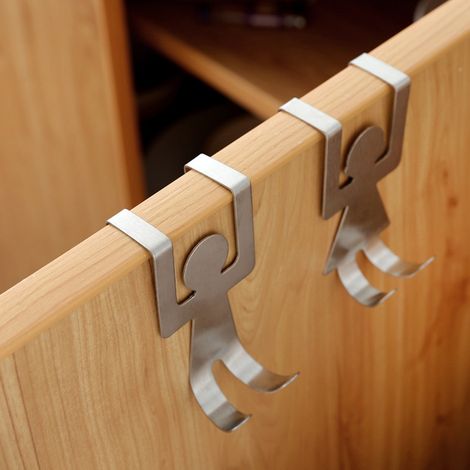 Lot de 2 crochets de porte de placard en métal en forme de bonhomme, pour suspendre des serviettes de cuisine. (1/5)