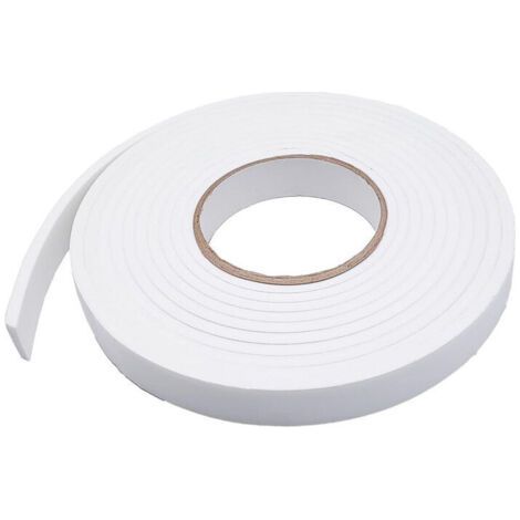 Joint auto-adhésif pour fenêtres et portes, bande d'étanchéité 10 m en mousse de haute densité, protection contre le vent, anti-bruit et les insectes, blanc (1 cm),