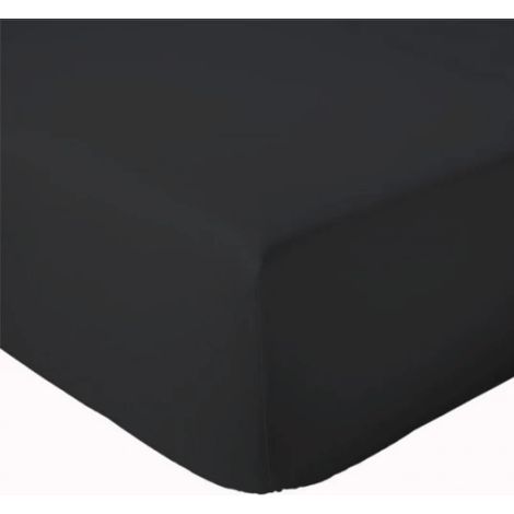 Drap Housse coton bonnet 23 cm fabriqué en France Noir 140x190 cm