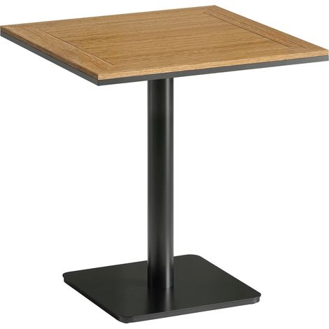 Mesa cuadrada de exterior, 70x70 cm, resistente a la intemperie con aspecto de madera.