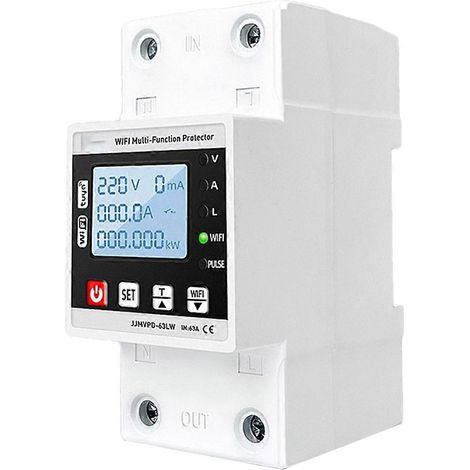 63A TUYA WiFi Smart Earth Leift Relay Protection On Voltage Over / Under Voltage Protector Circuit Breaktorner Minuterie Energy Powers kWh Meter (1/5)