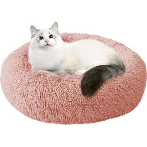 1 Panier Rond, Peluche, Coton PP, Antidérapant, Lavable, Chien Chat jusqu'à 5kg