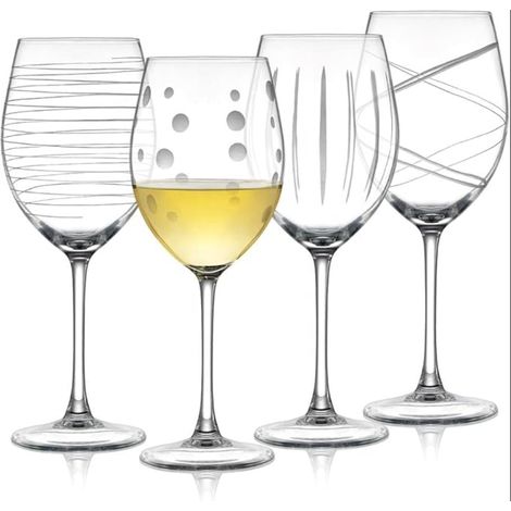 Wine Glass with Engraving, Red and White Glass Polka Dot Design, Tasting for Weddings, Birthdays, Parties, 560 ml (1/5)